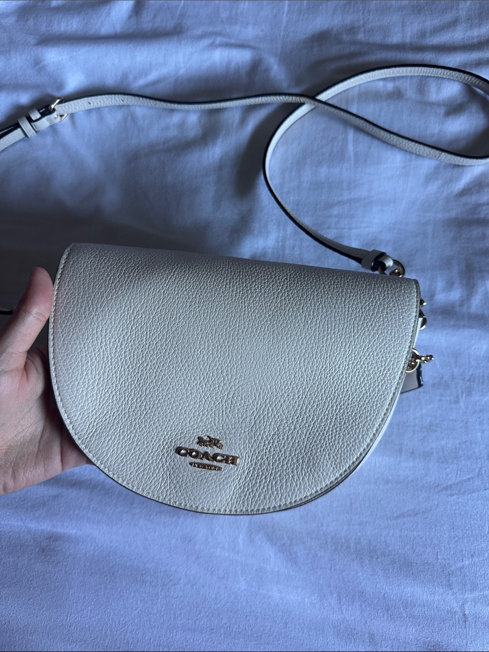 Coach Cream Pebbled Leather Saddle Crossbody